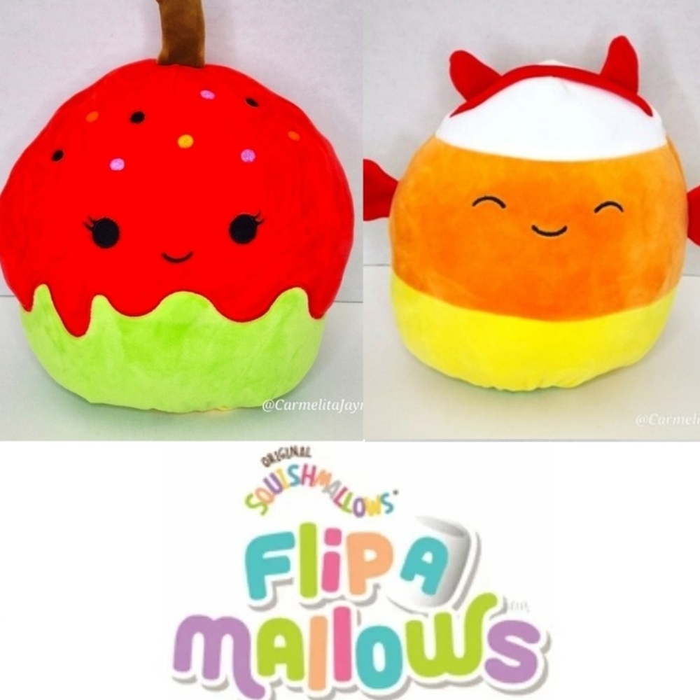 🎃 KEIR 🔄 CARAH 🍎 Candy Apple 😈 Candy Corn Bat FlipAMallow Squishmallow NWT